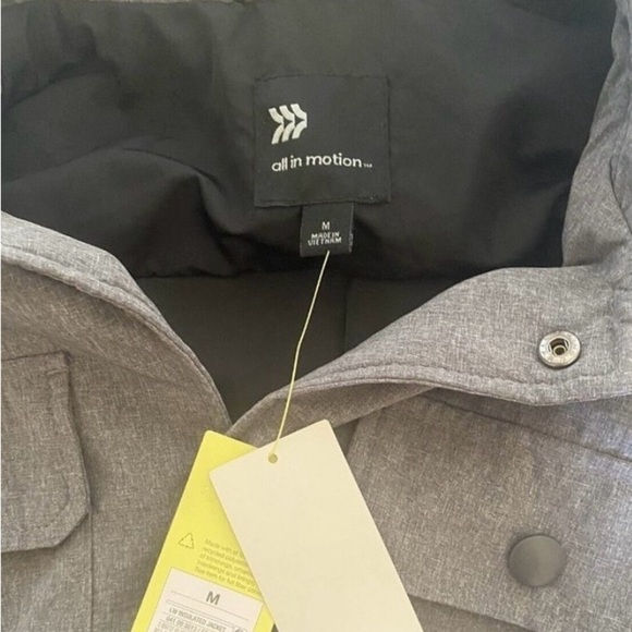 All In Motion Men's Lightweight Insulated Jacket Shirt Heather Gray Medium New - Picture 5 of 6